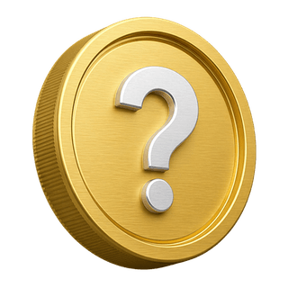 En la página de preguntas frecuentes, moneda decorativa de oro en 3D con un signo de interrogación